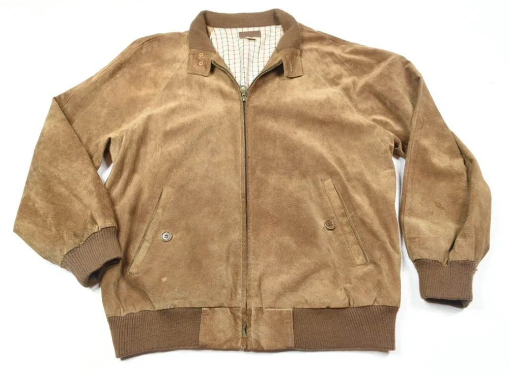 Pendleton Pig Leather Bomber Jacket Mens Medium Brown Long Sleeve Full-Zip